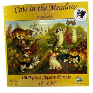 Cats in‎ the Meadow puzzle by Jurgen Scholz 1000 Piece SEALED #58234 Kittens